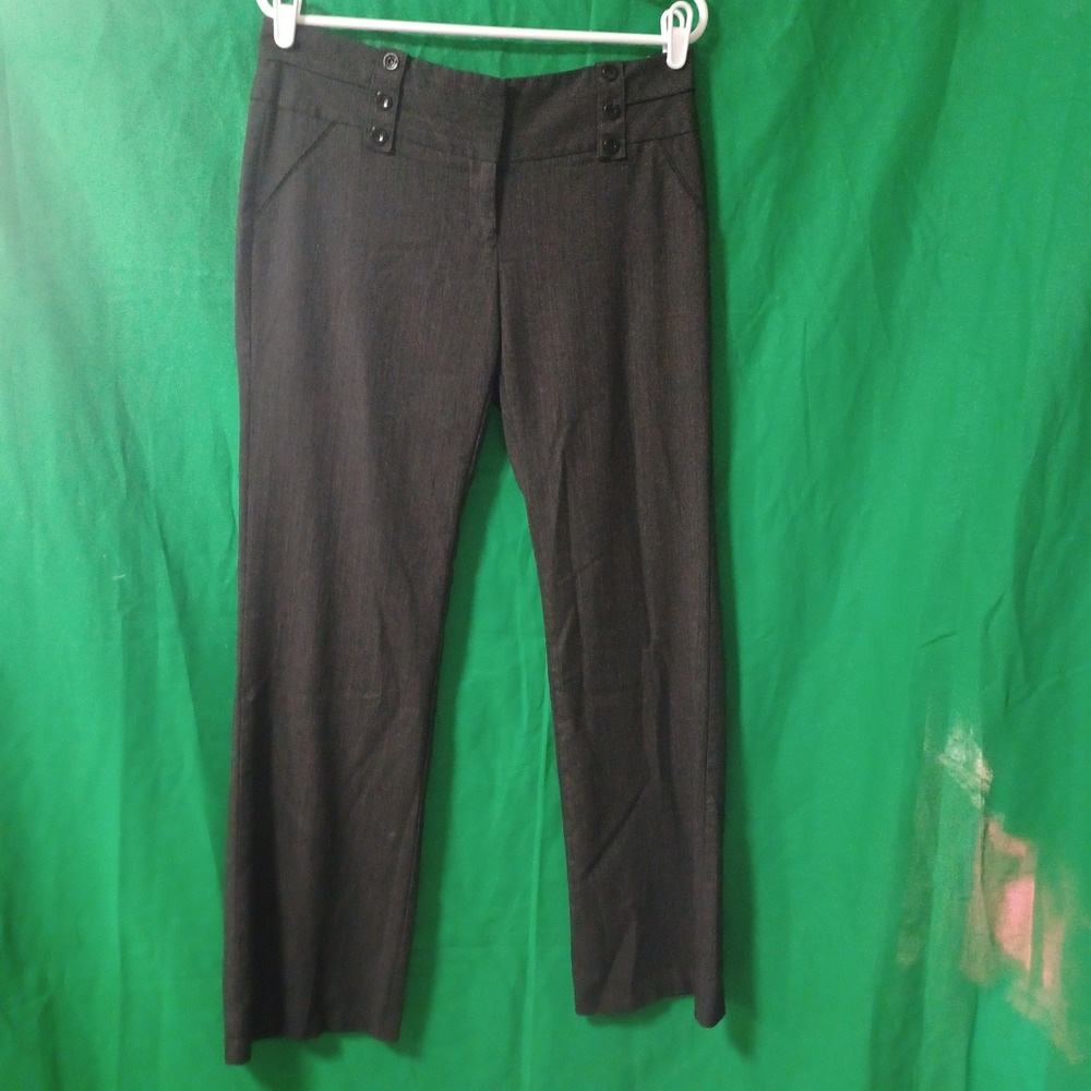 Joe‎ Benbasset Grey Herringbone Dress Pants Womens Size 9 Button Detail Straight